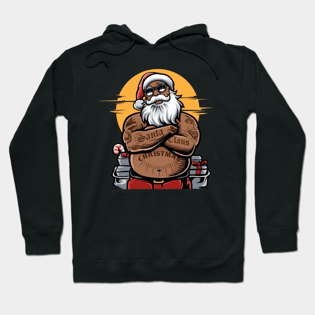 Badass Black Santa Claus // Cool African-American Santa // Black Christmas Hoodie by SLAG_Creative